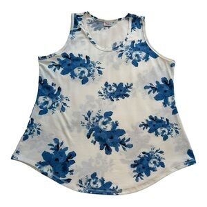 LuLaRoe Blue Floral Tank Top - Size Large
